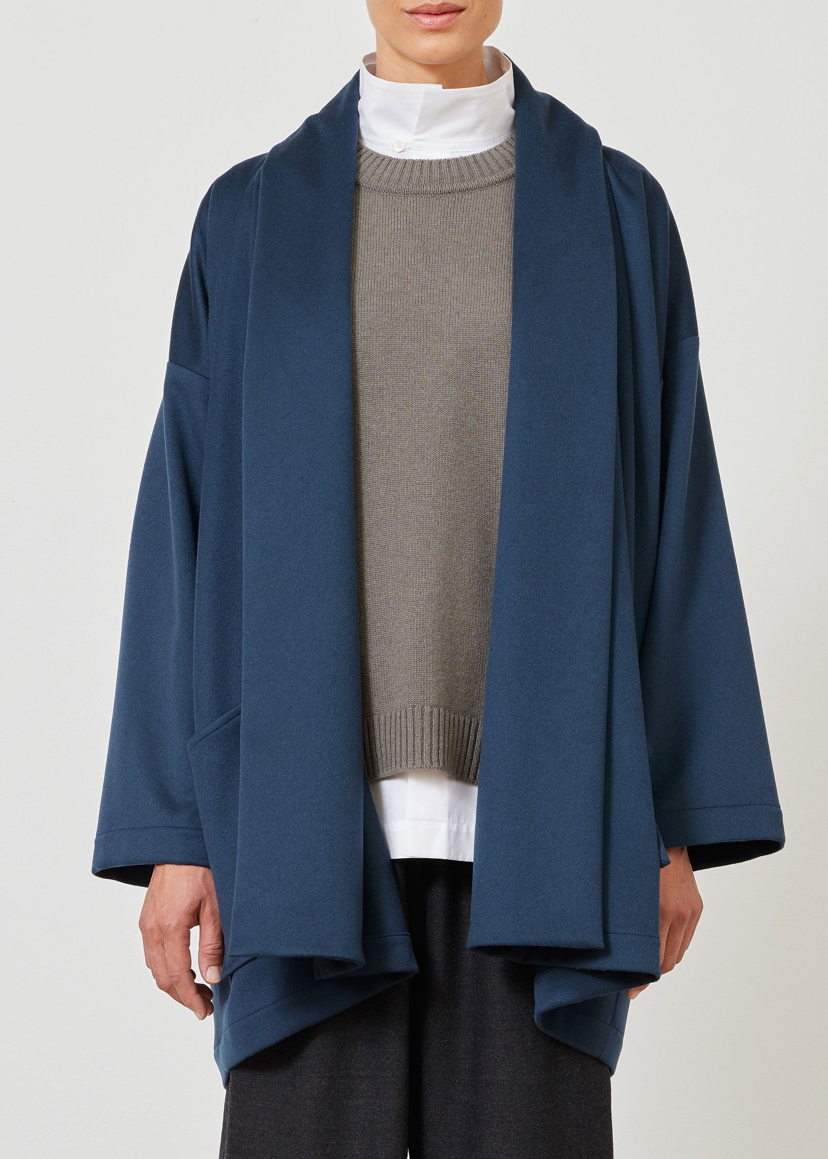 cashmere wide a-line shawl collar coat - long plus