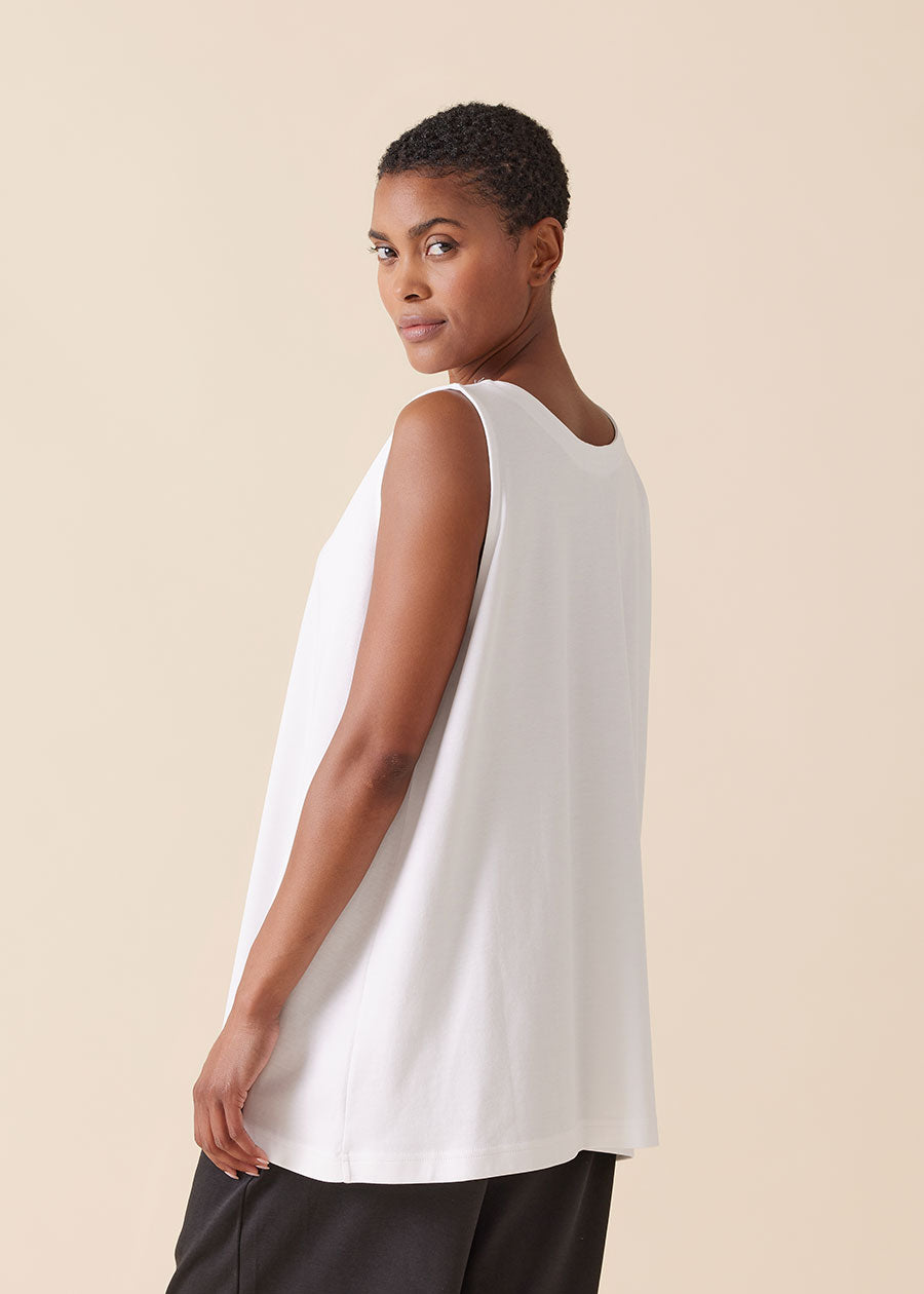 cotton jersey A-line round neck shell - long