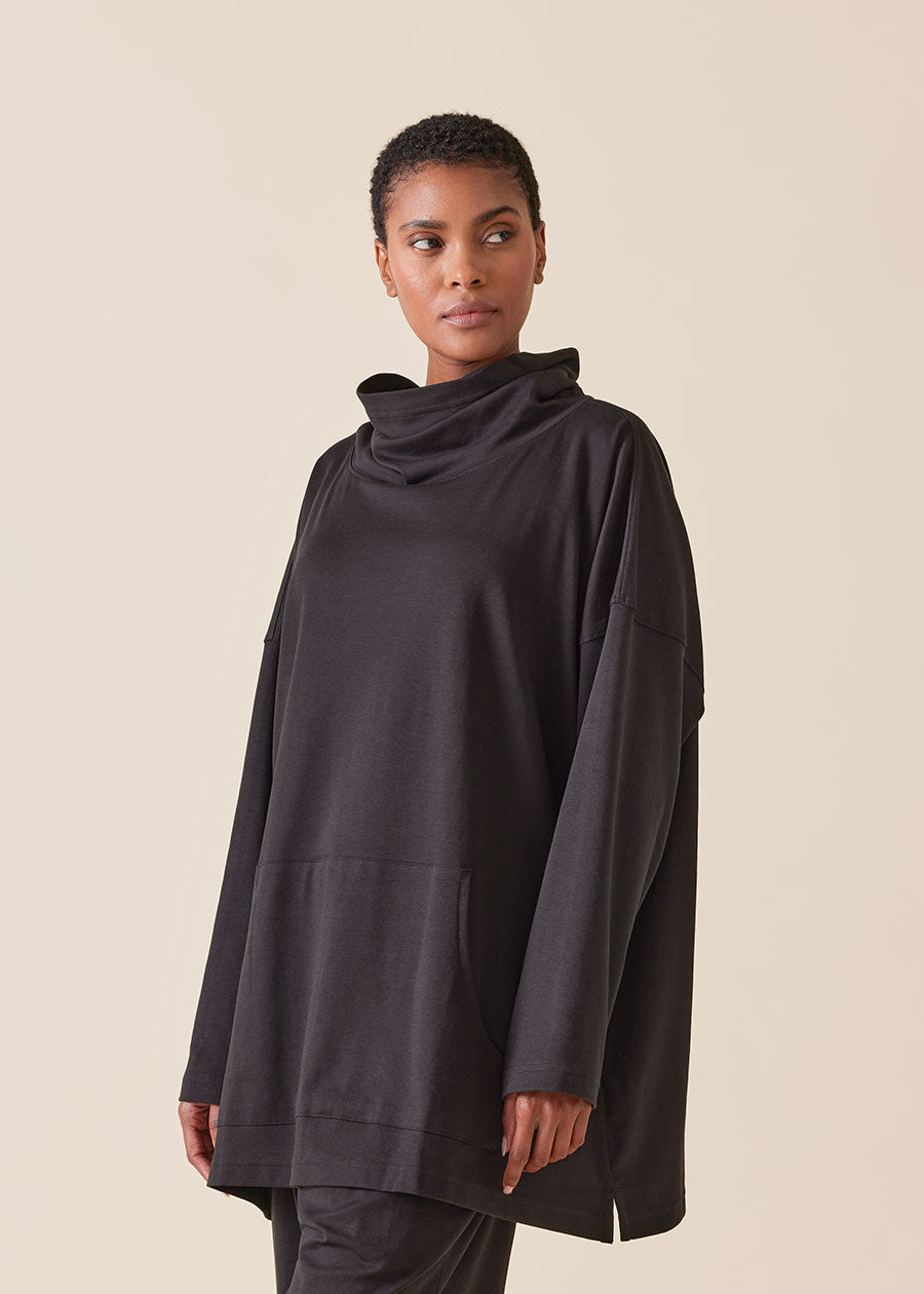 cotton jersey monks top with pouch pocket