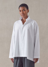 cotton wide longer back double stand collar shirt - mid plus