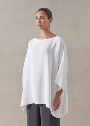 silk 3/4 sleeve bateau neck tunic - long