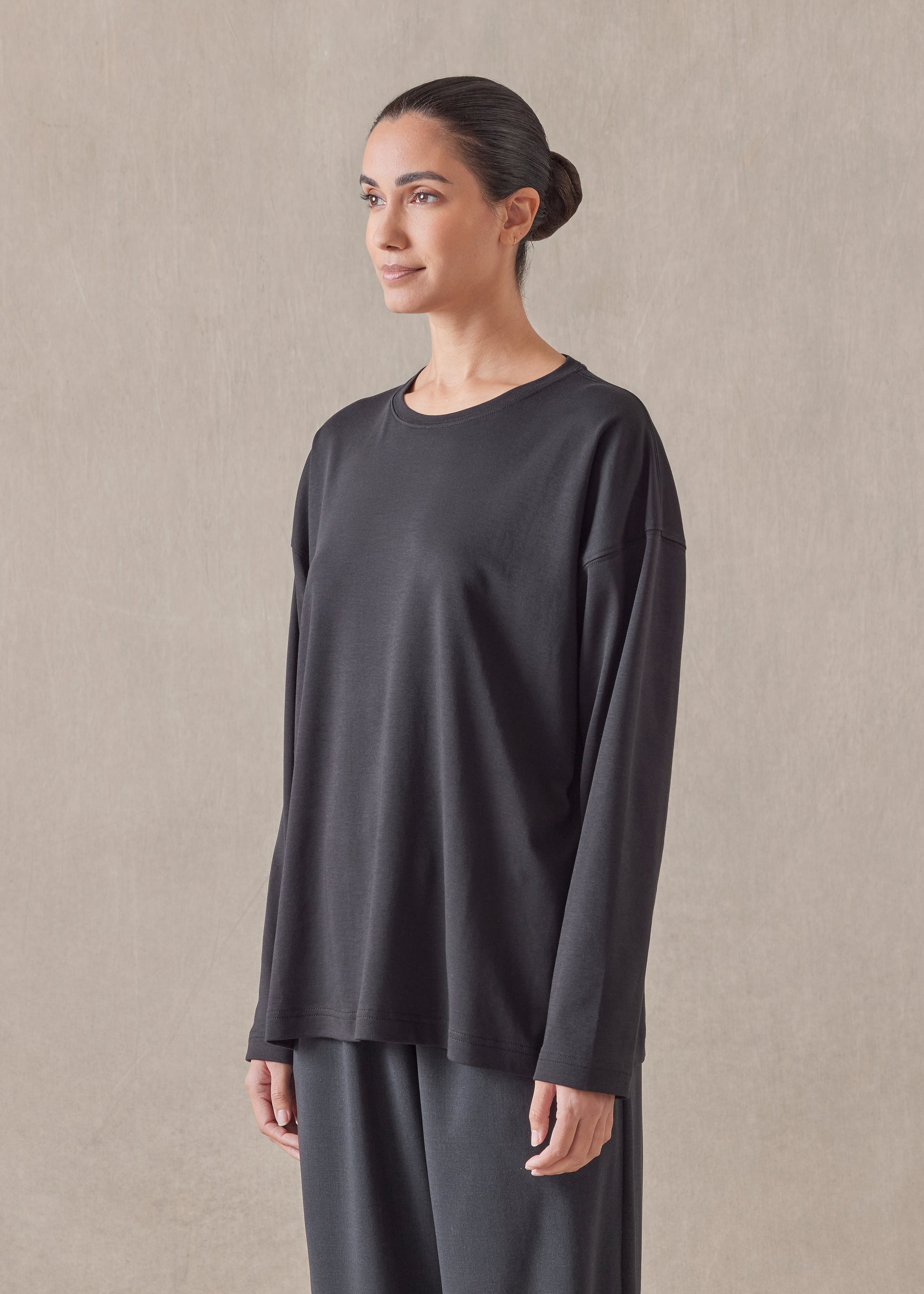 side panelled scrunch neck t-shirt - long