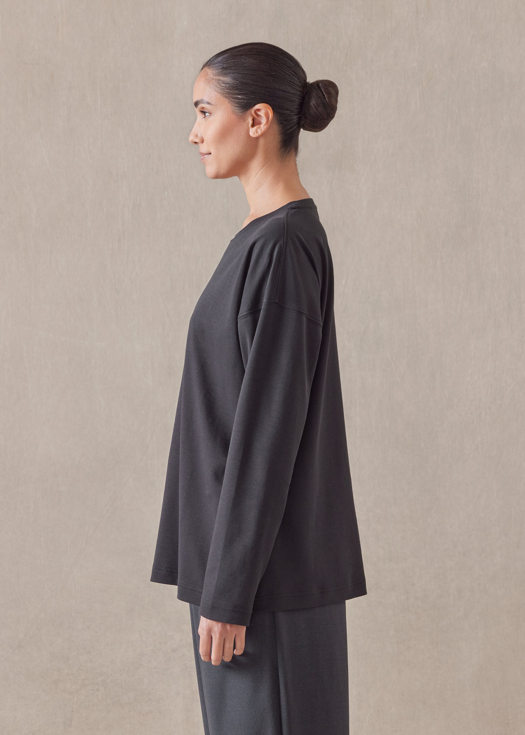 side panelled scrunch neck t-shirt - long