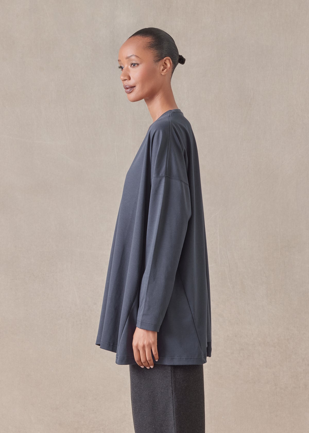 side panelled V neck t-shirt - long