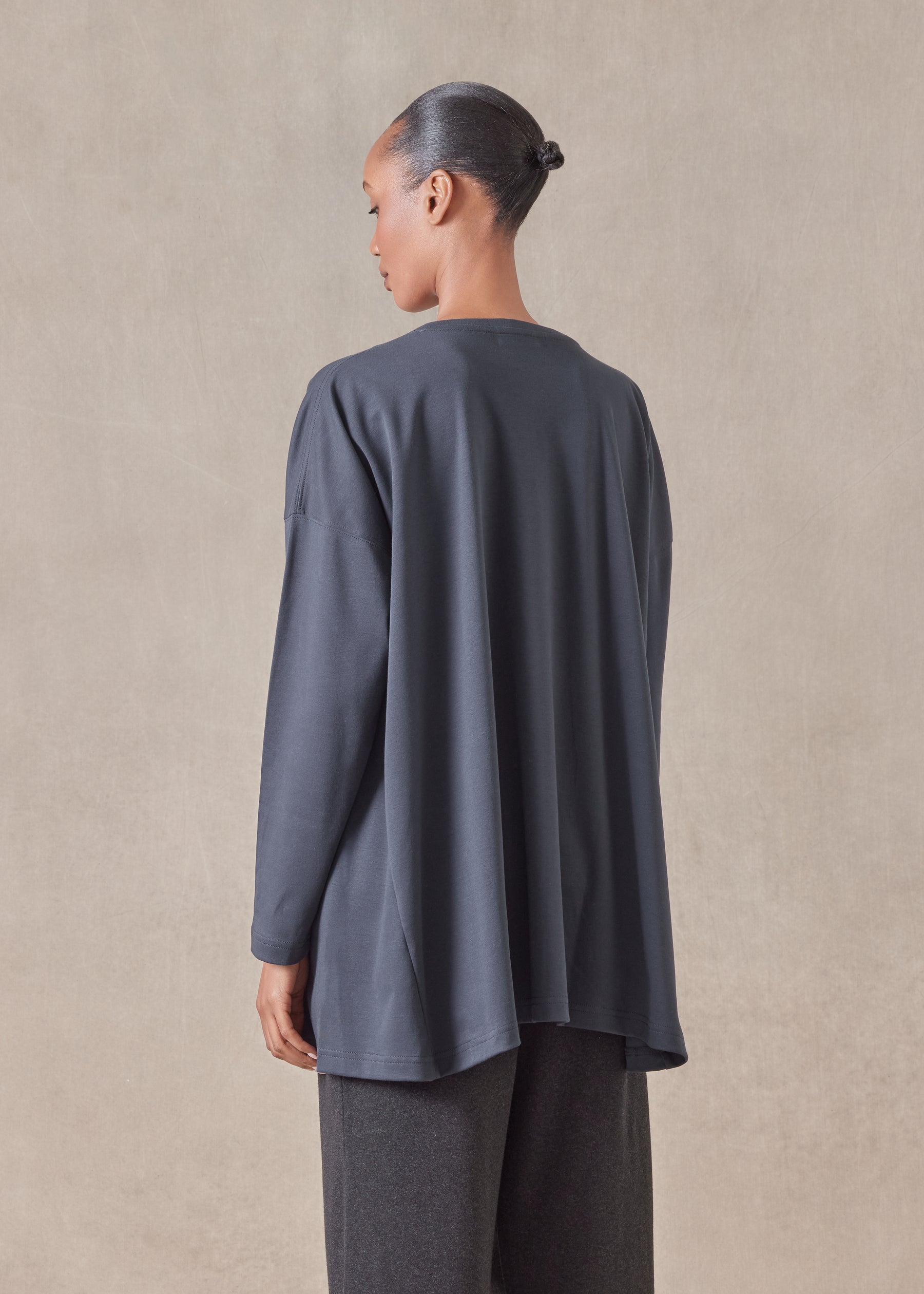 side panelled V neck t-shirt - long