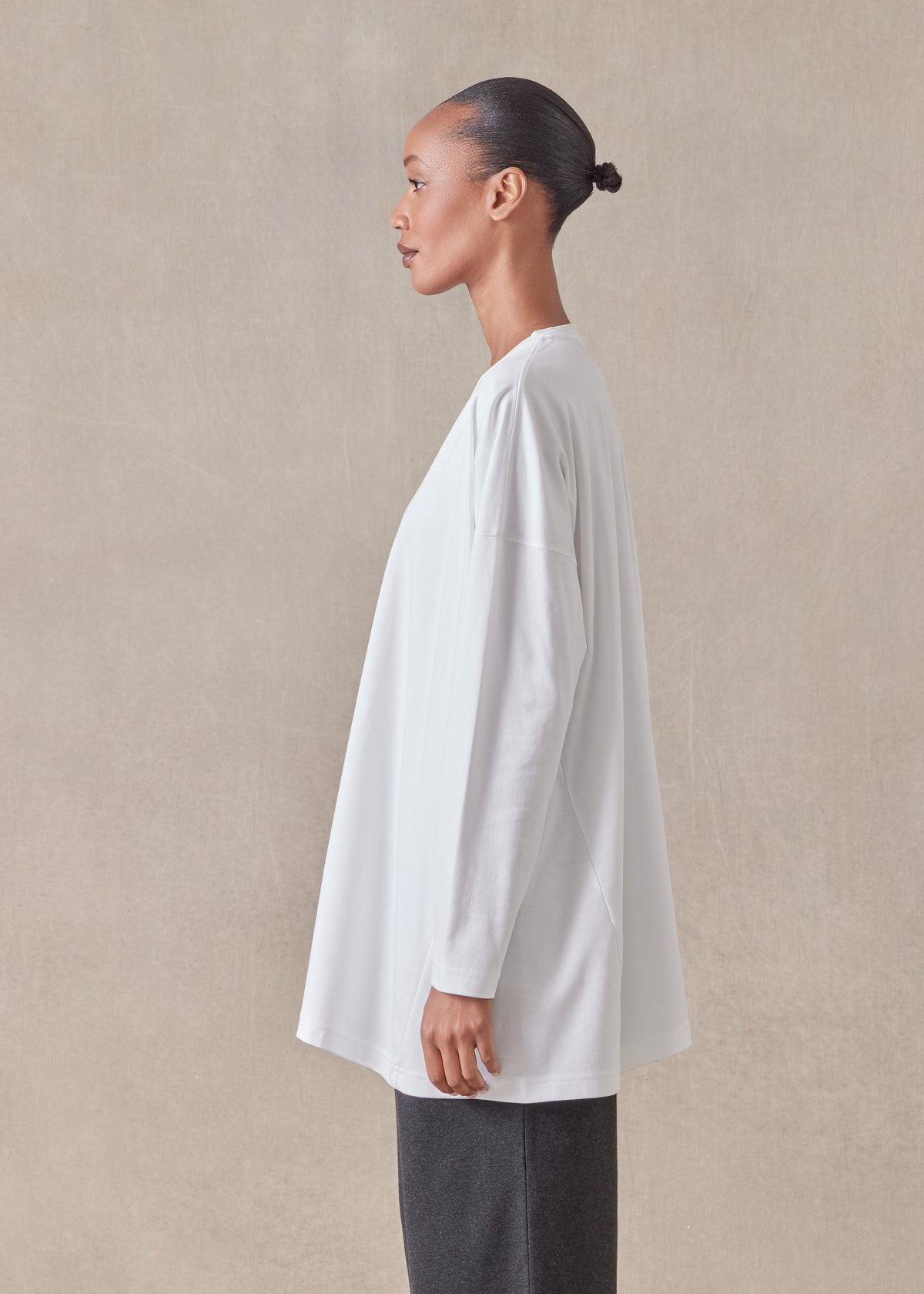 side panelled V neck t-shirt - long