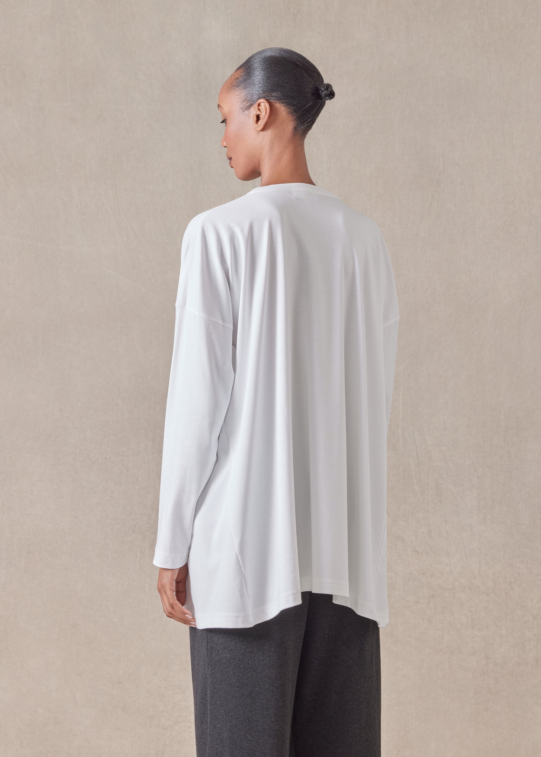 side panelled V neck t-shirt - long