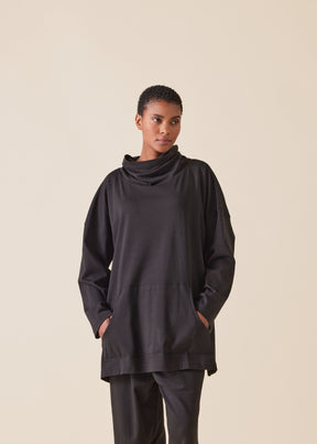 cotton jersey monks top with pouch pocket