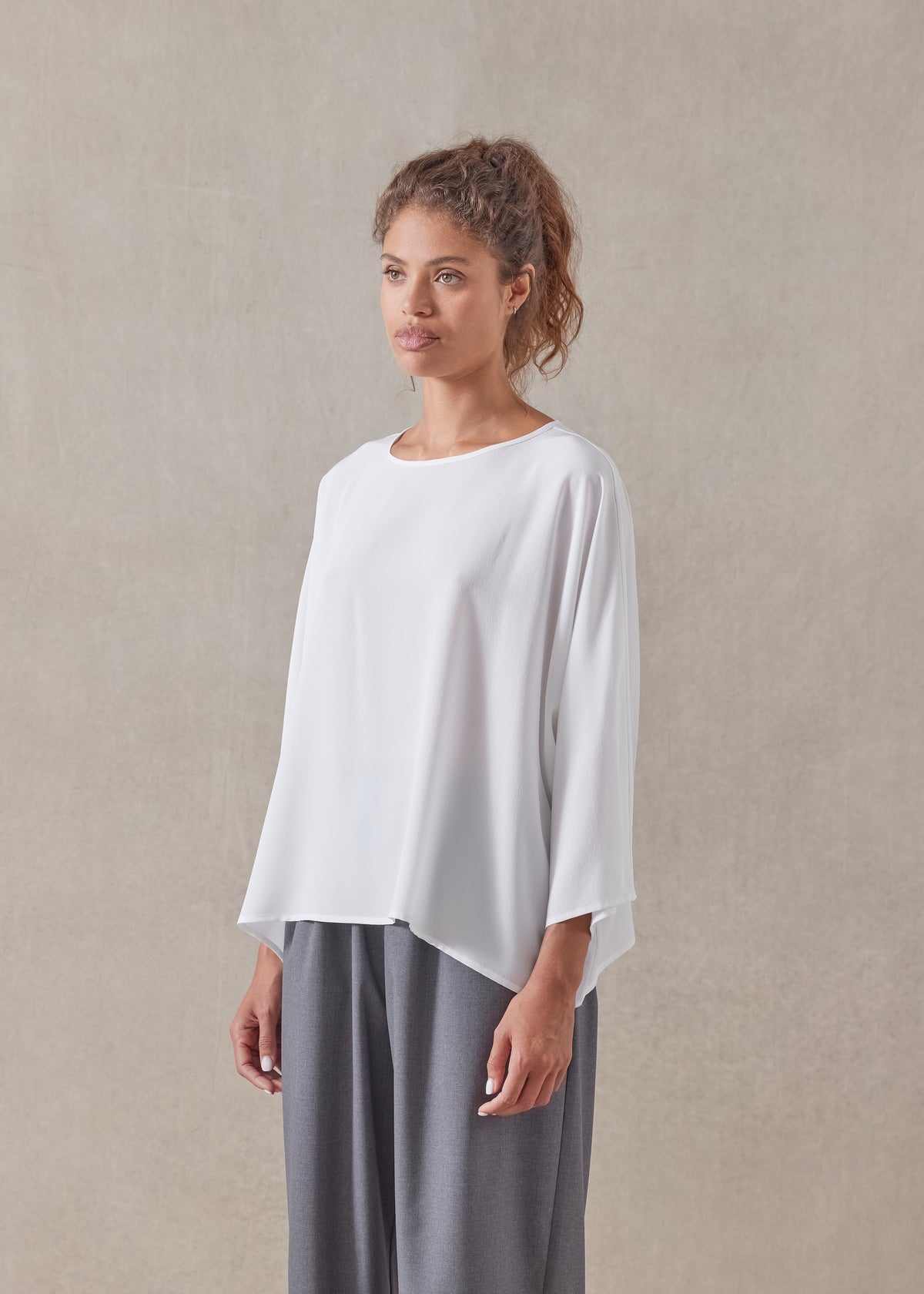 silk boat neck top - mid