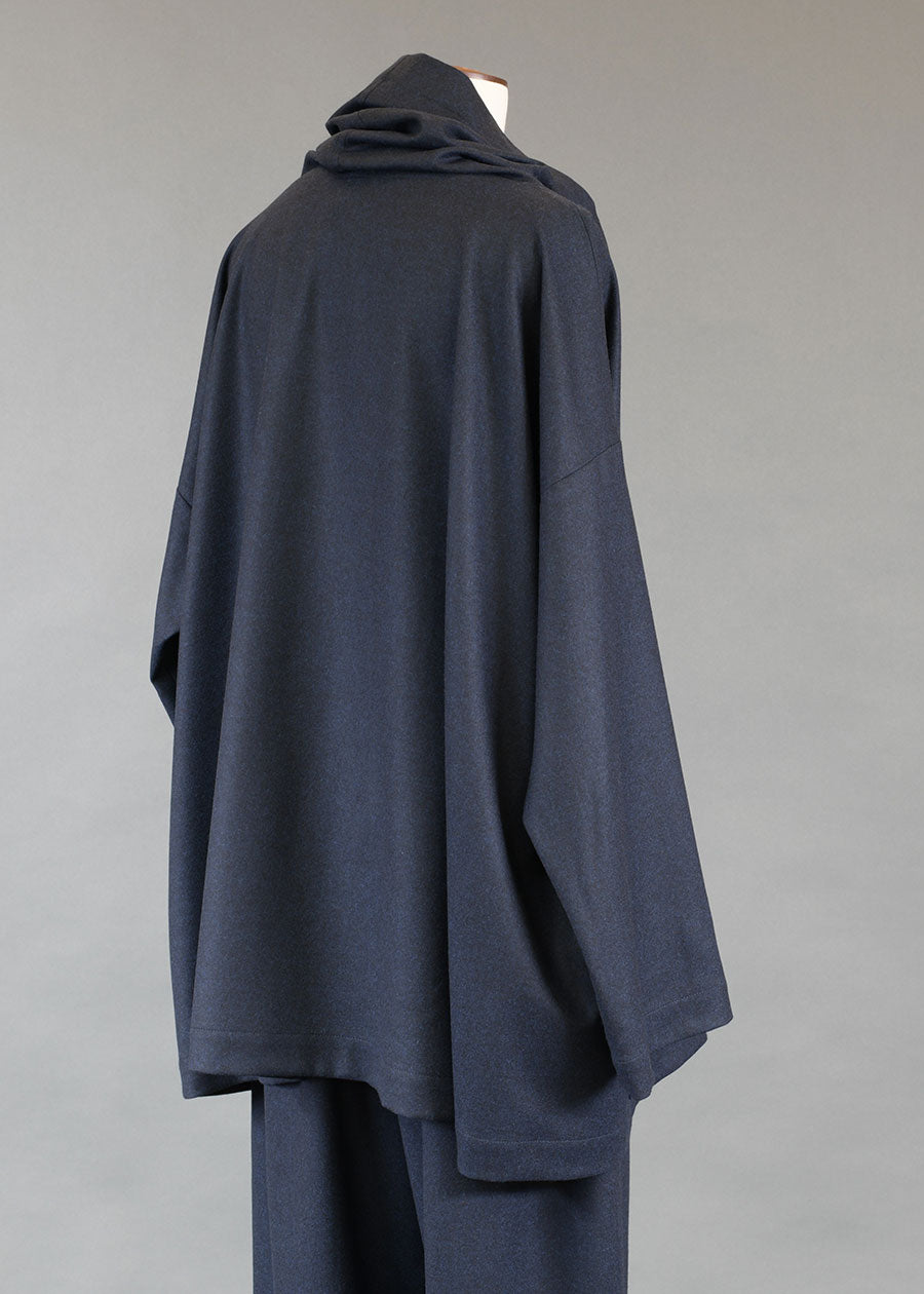 wool angle-to-front side seam monks top - long