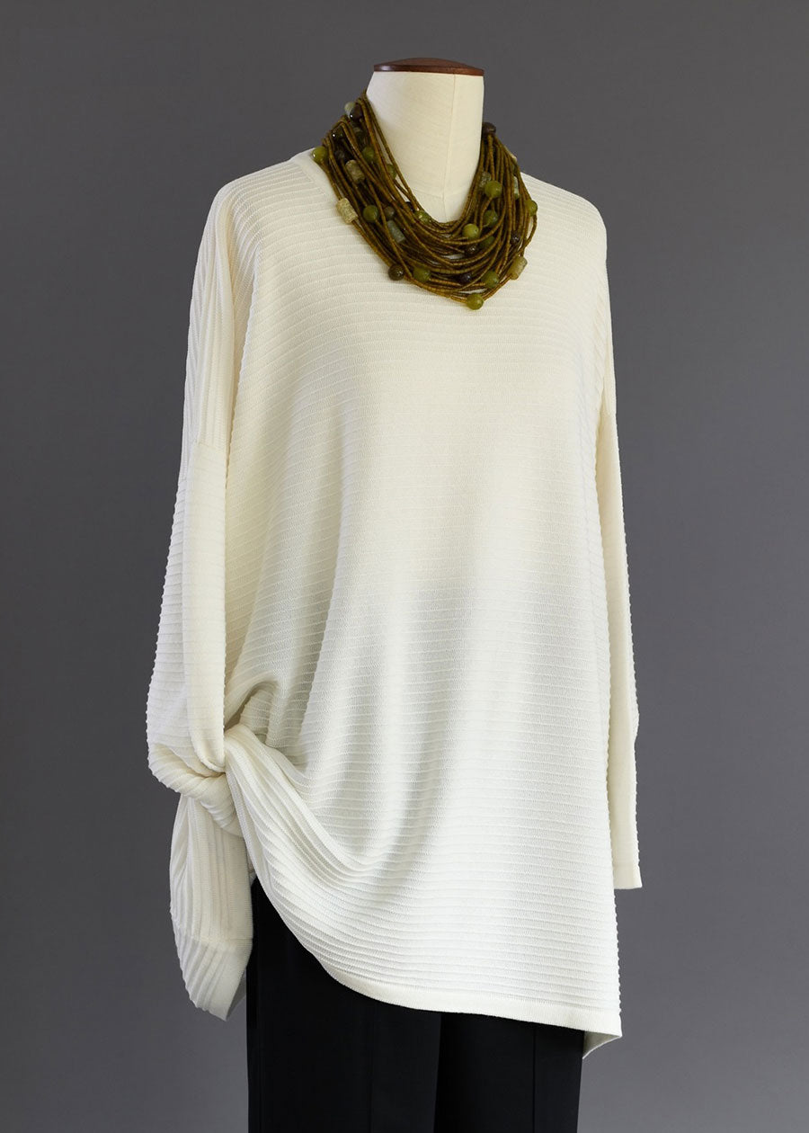 silk a-line round neck sweater - long