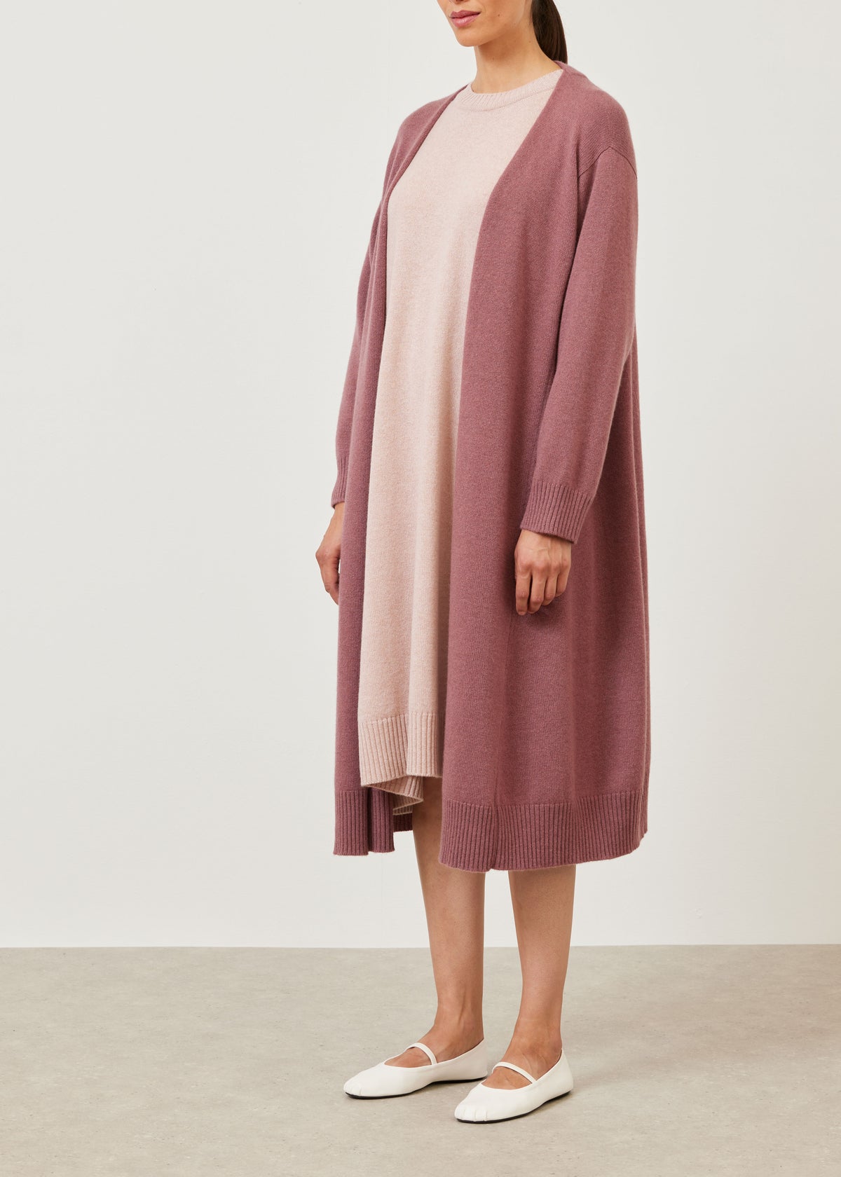 cashmere knitted a-line cardigan coat