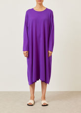 cashmere side panelled a-line bateau neck knit dress