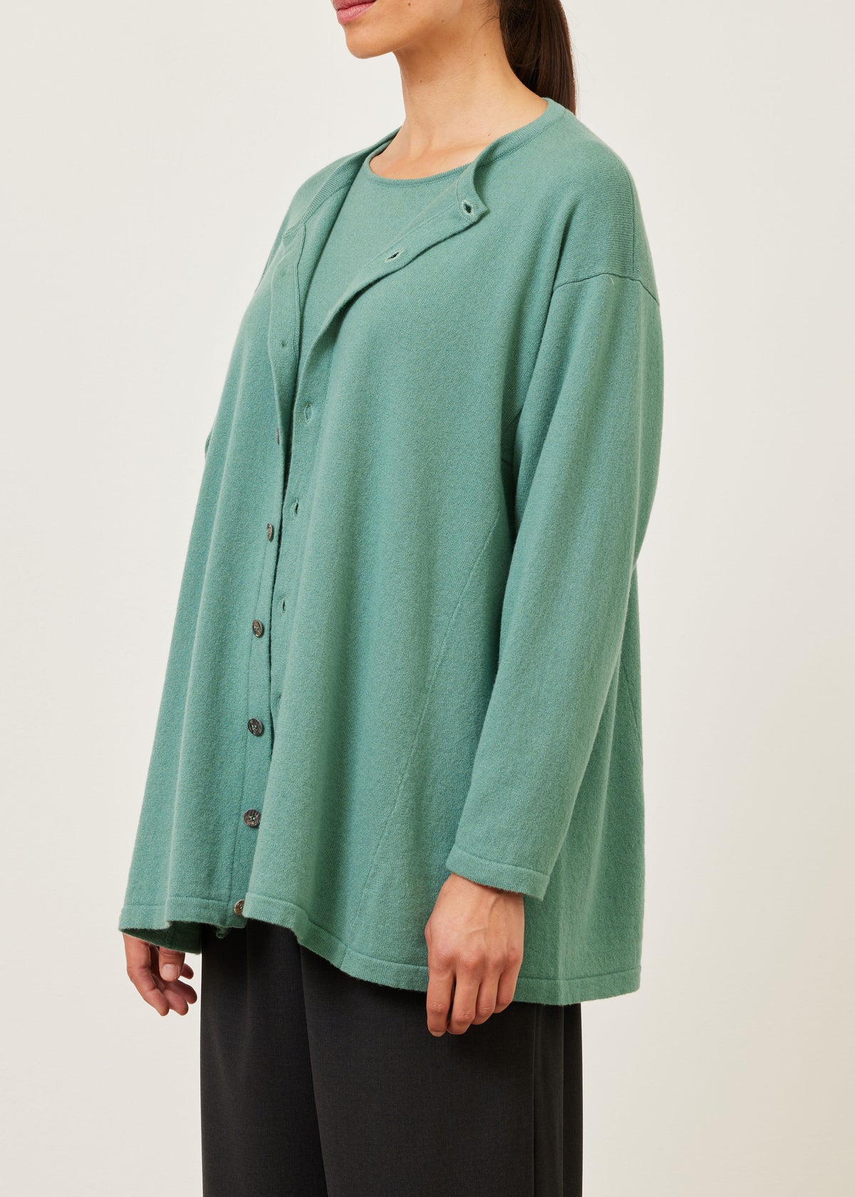 cashmere knitted side panelled cardigan - long