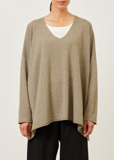 cashmere a-line v-neck sweater - long