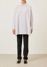 cotton slim a-line shirt with collar and stepped insert - long plus