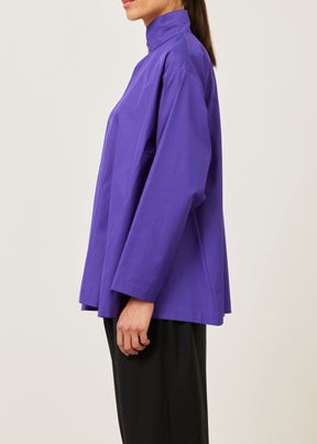 cotton side panelled shirt with double stand collar - long