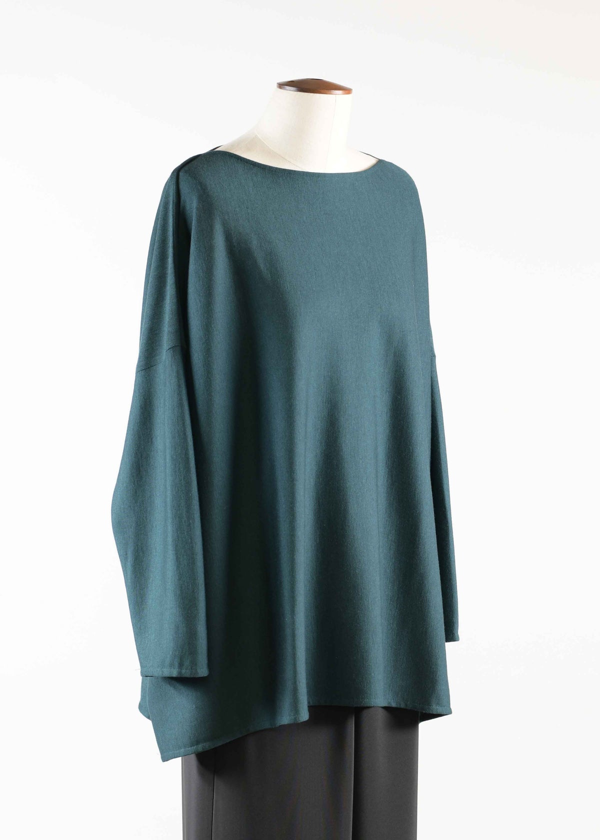 cashmere silk mix wide slim sleeve slash neck - long