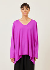 cashmere a-line v-neck sweater - long