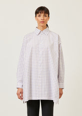 cotton slim a-line shirt with collar and stepped insert - long plus