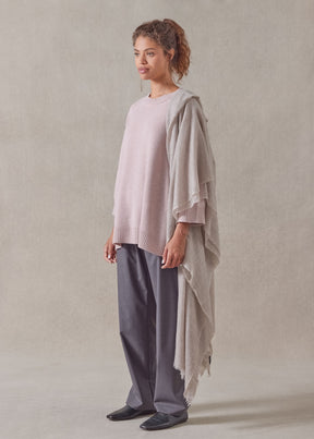 cashmere sloped shoulder round neck - long