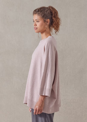 cashmere sloped shoulder round neck - long