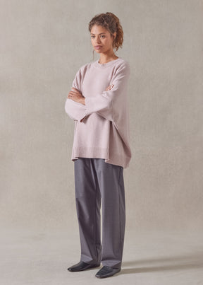 cashmere sloped shoulder round neck - long