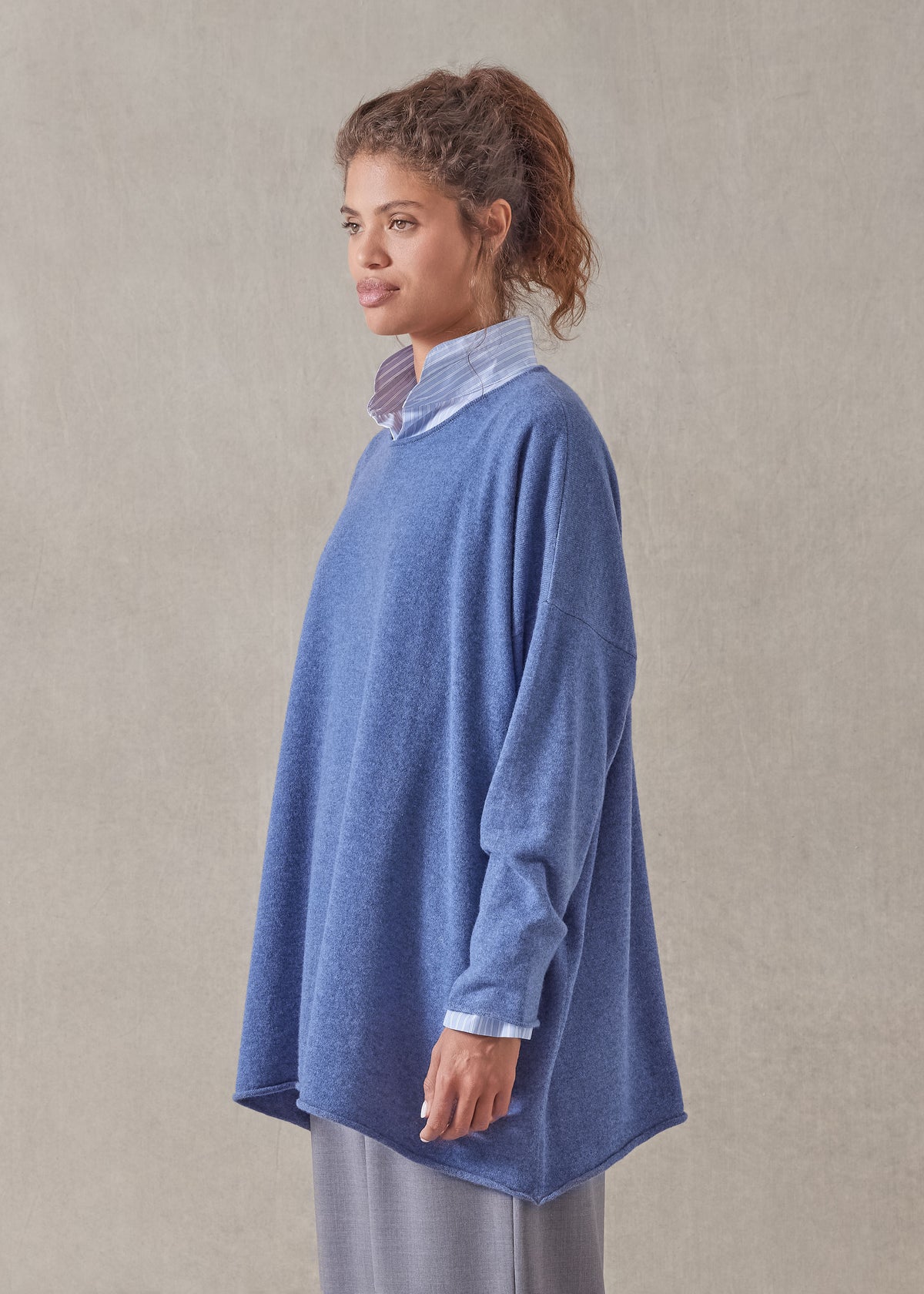 cashmere a-line bateau neck sweater - long