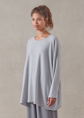 cashmere a-line bateau neck sweater - long