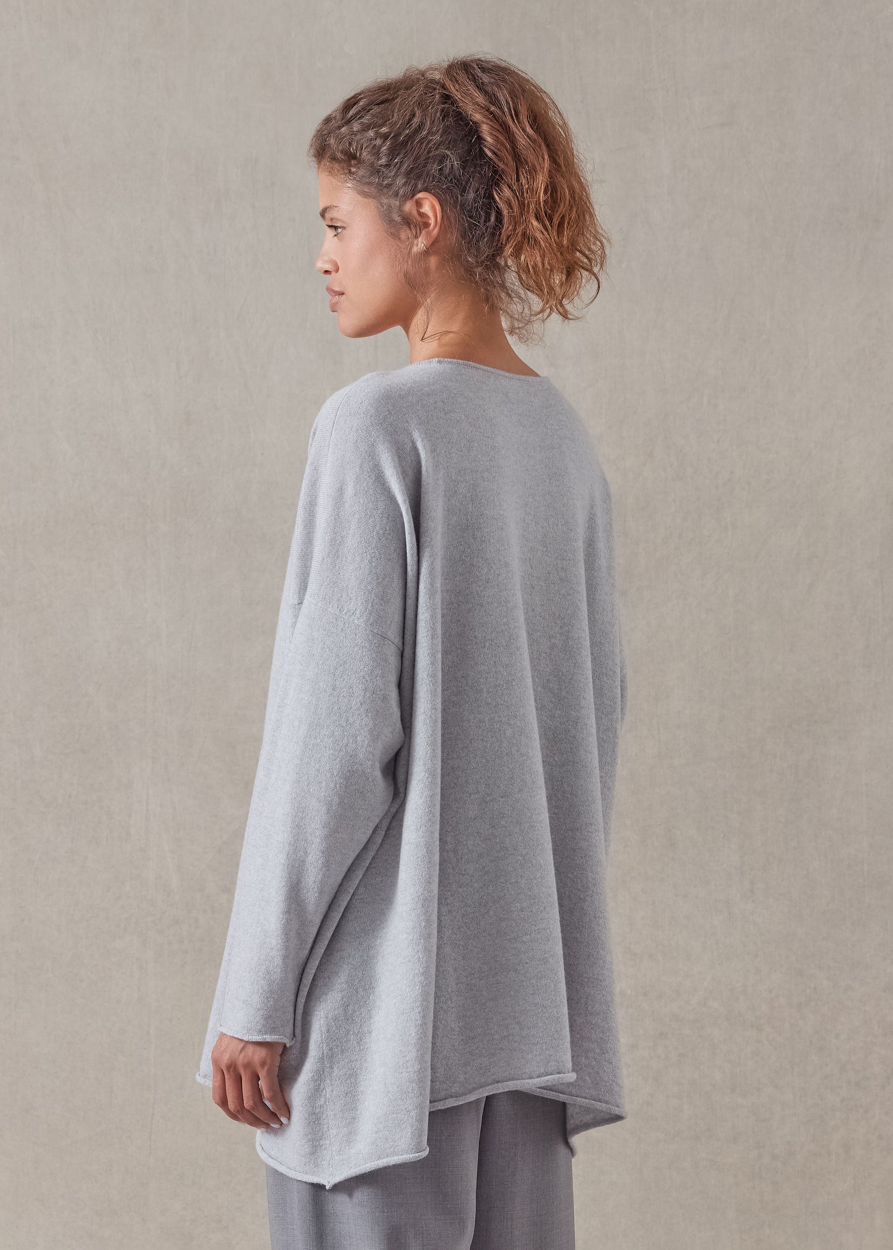 cashmere a-line bateau neck sweater - long