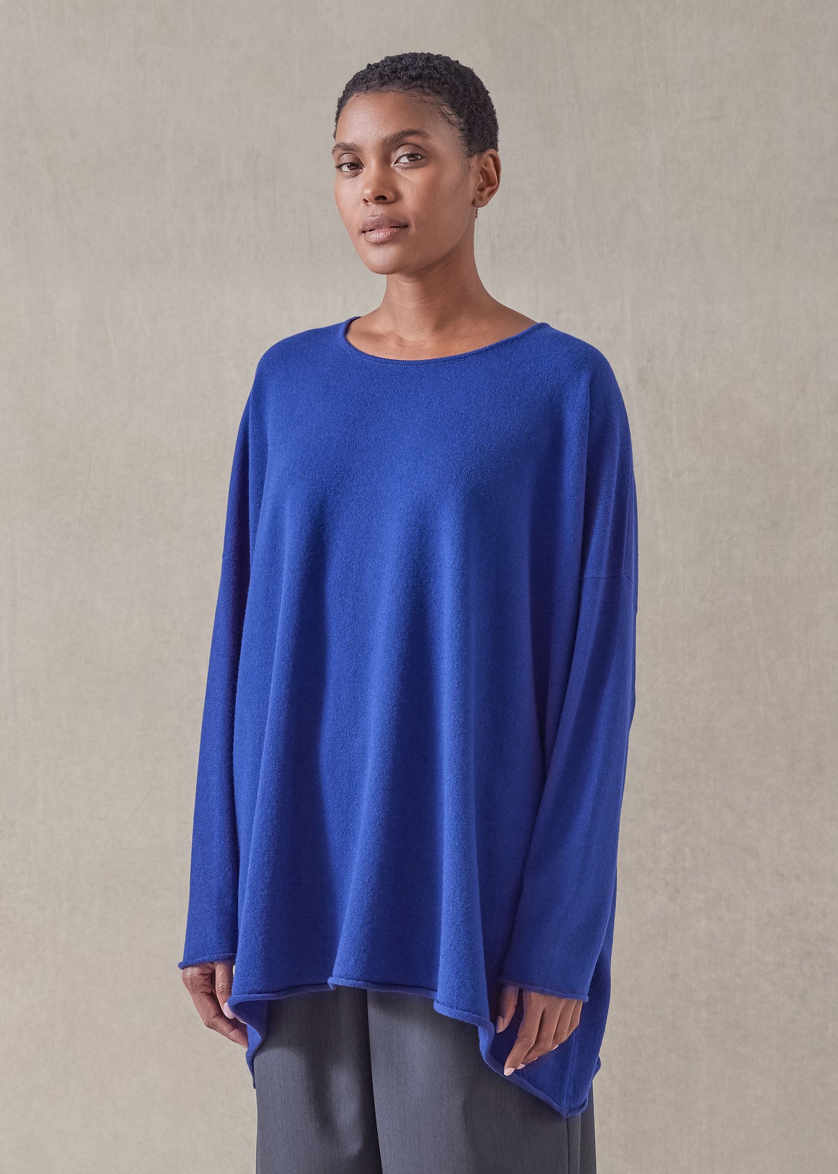 cashmere a-line bateau neck sweater - long