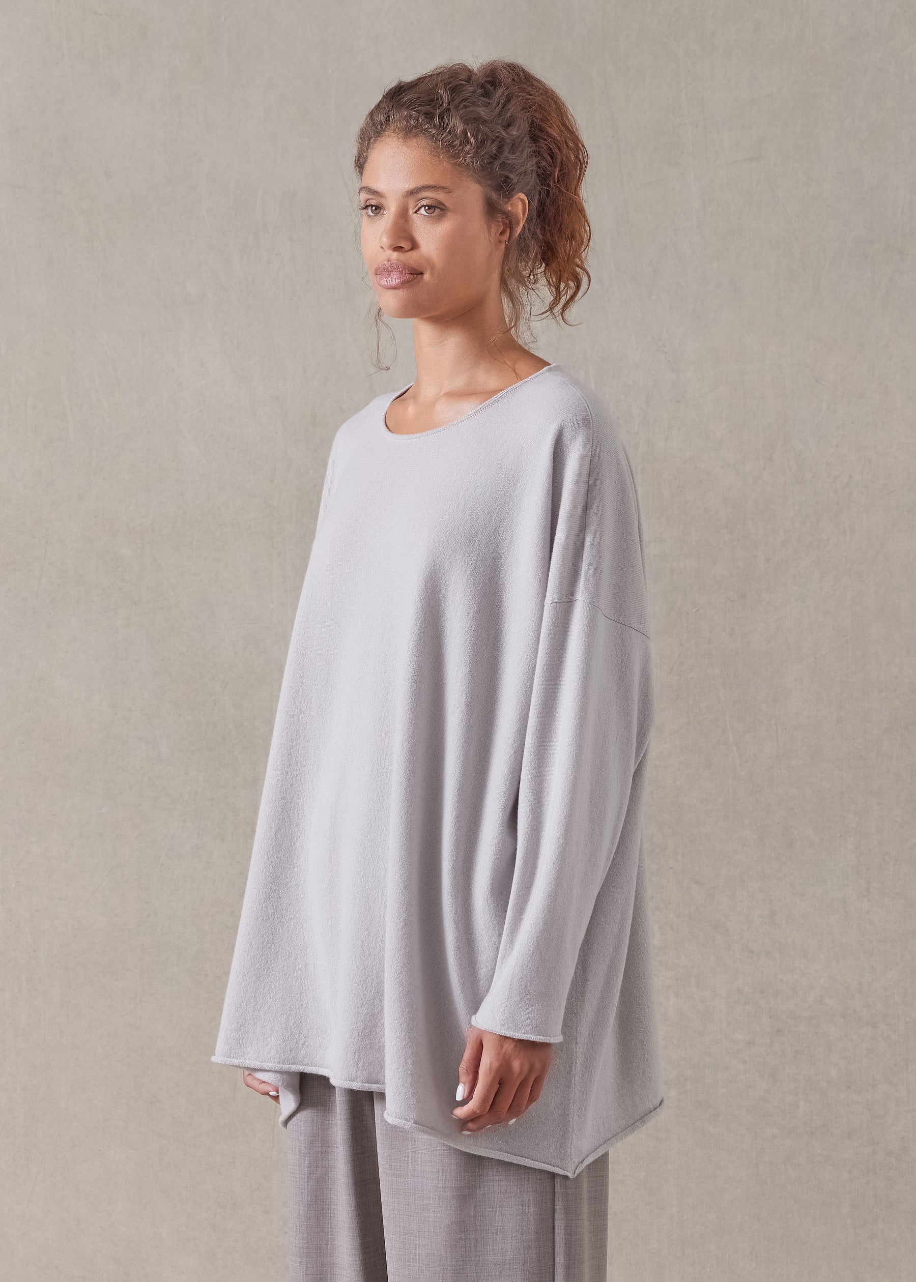 cashmere a-line bateau neck sweater - long