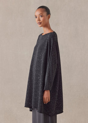 pailettes slim sleeve sideways knitted kaftan sweater - long plus