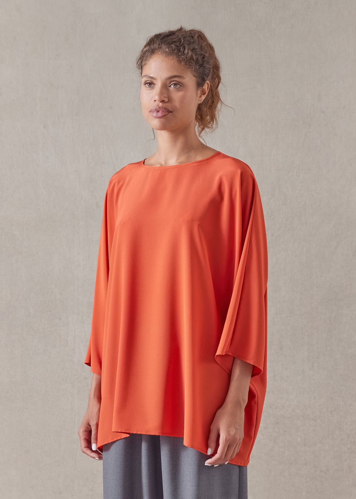 silk boat neck top - long