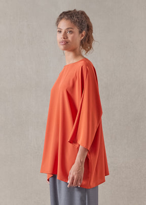 silk boat neck top - long