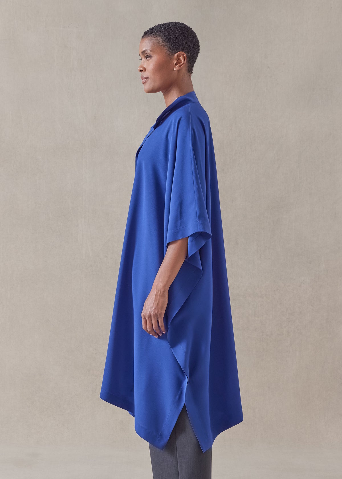 silk collarless kaftan shirt - very long