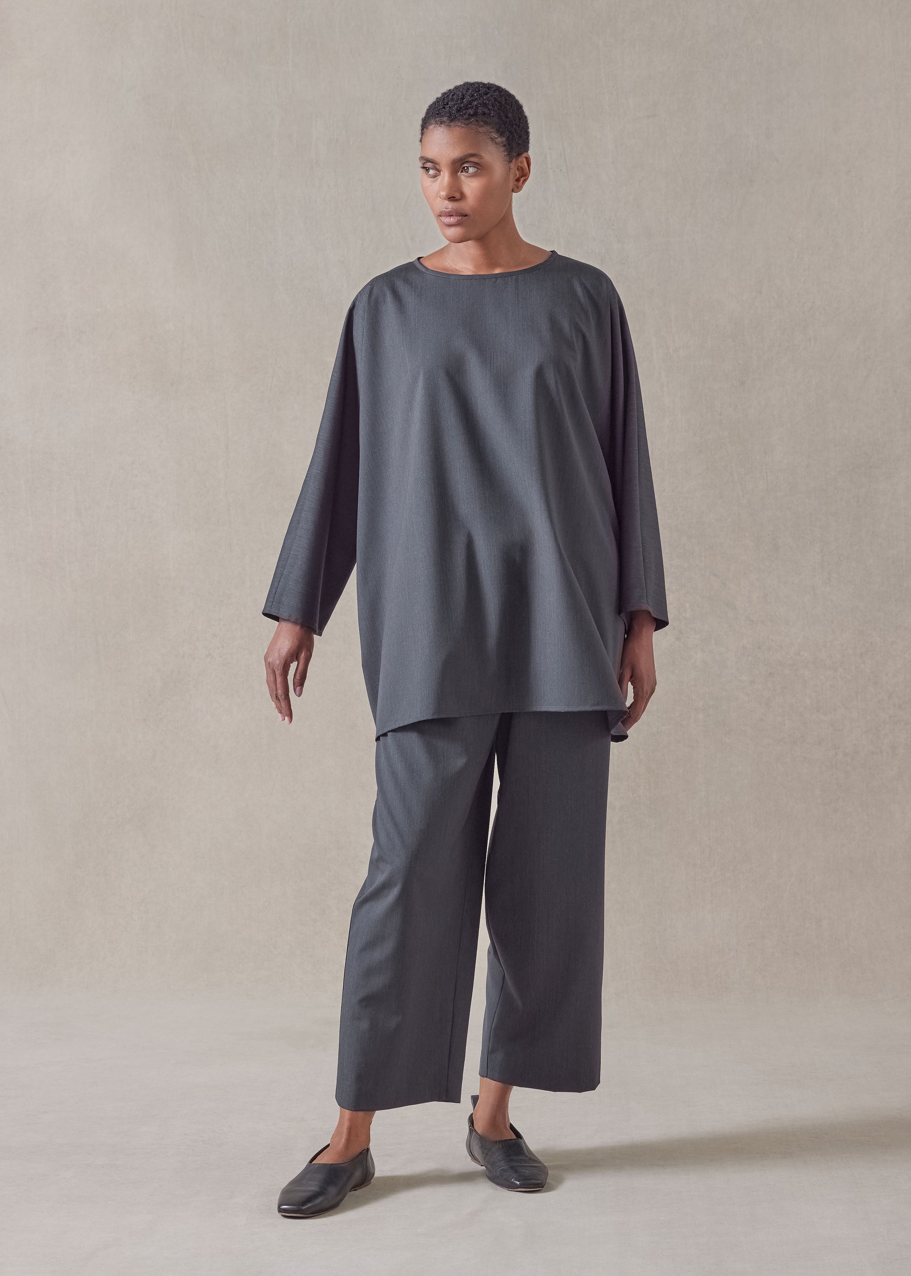 wool boat neck top - long