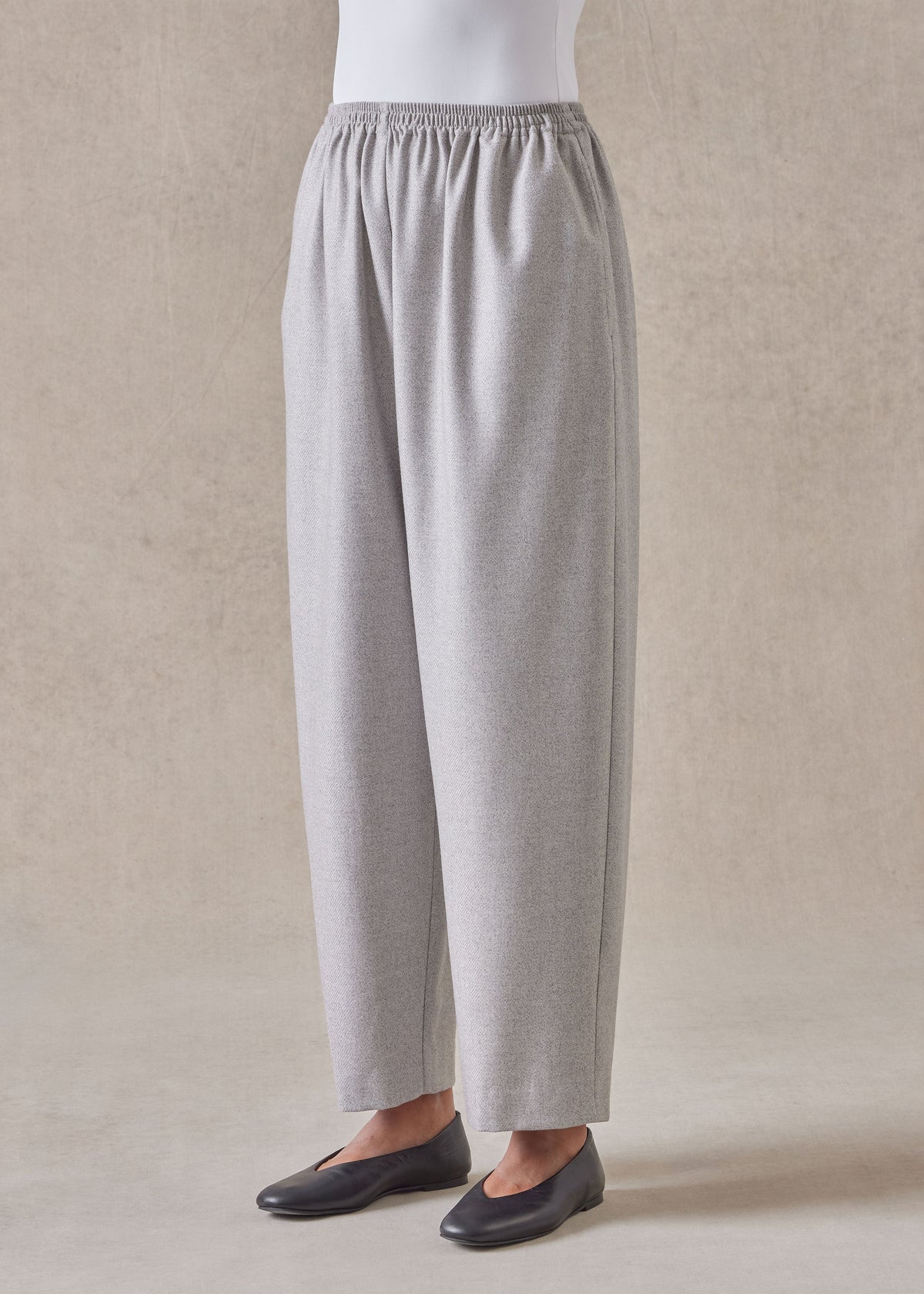 wool silk longer japanese trouser with ankle slits