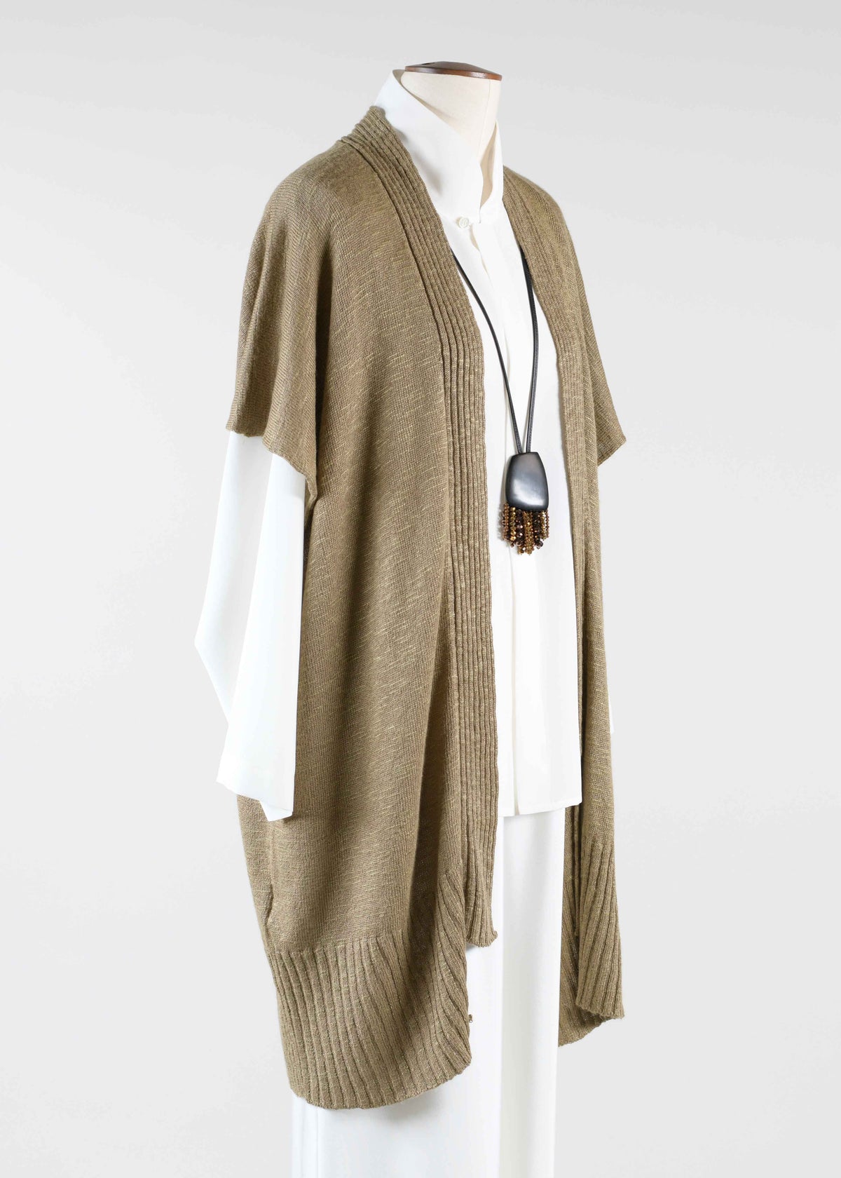 linen mix tabard with shorter band - long plus