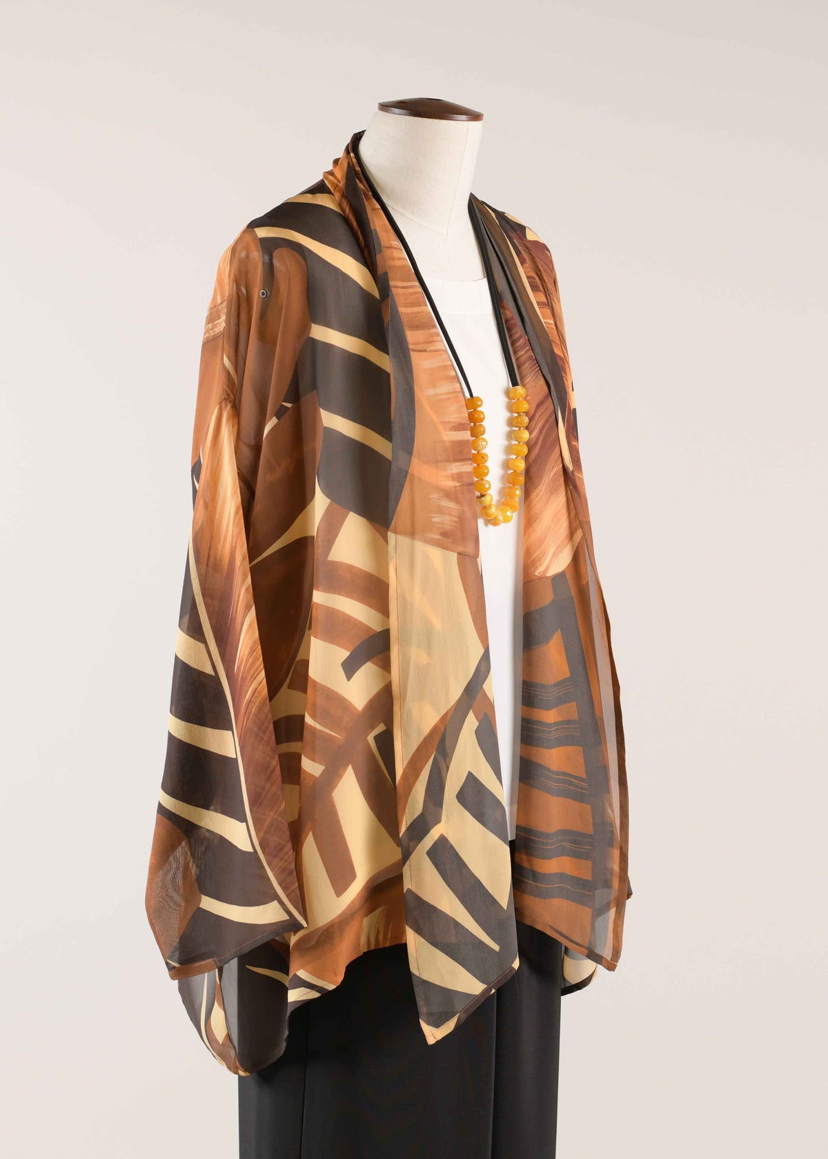 silk wide a-line scrunch shawl collar jacket - long