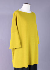 cashmere linen mix square 3/4 sleeve  top - long