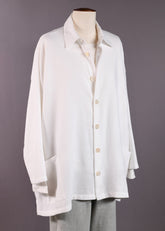 linen wide a-line back pleat jacket with collar - long