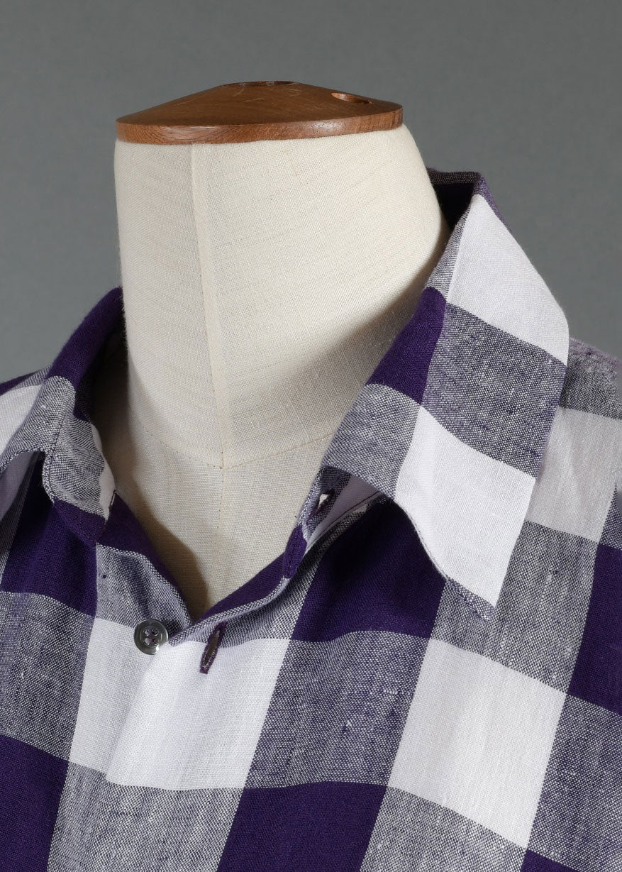 linen dps 3/4 sleeve shirt with collar - mid plus