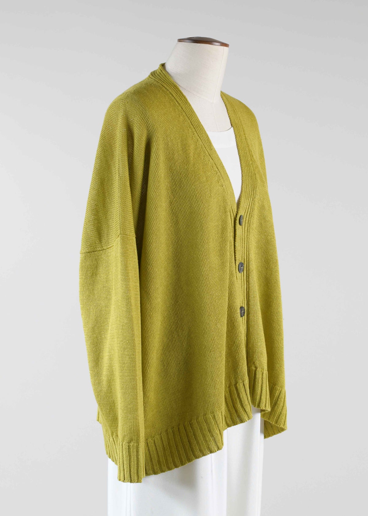 linen knitted v neck cardigan - mid