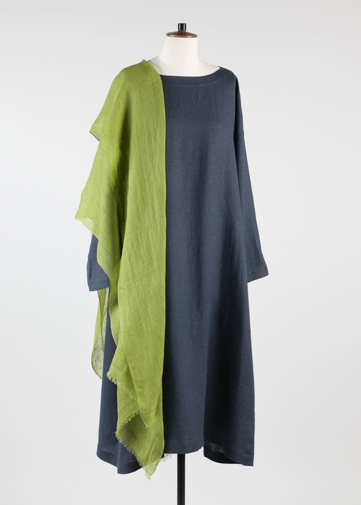 linen fine large linen scarf with edge detail