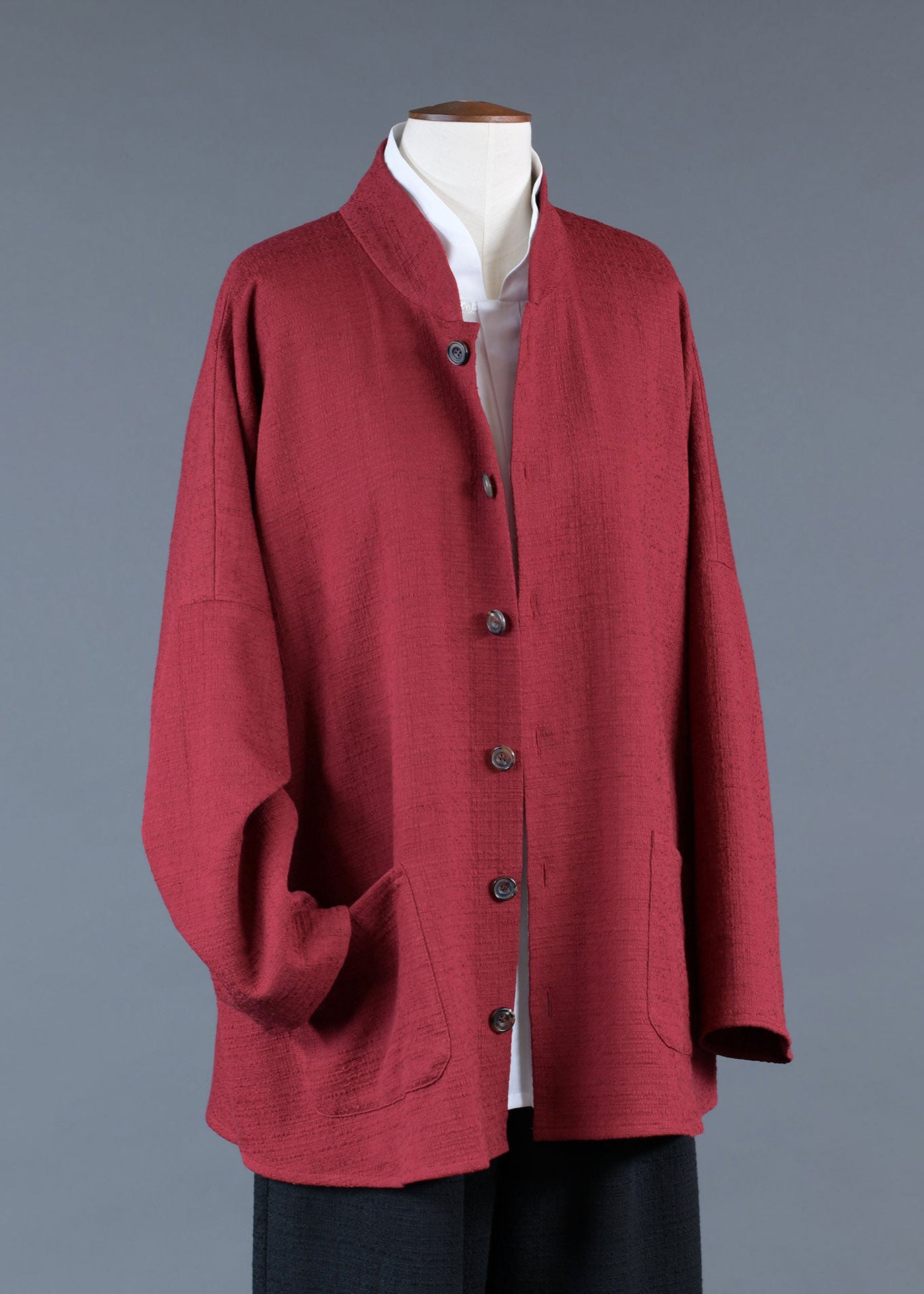 cotton chinese imperial jacket with chinese collar - long