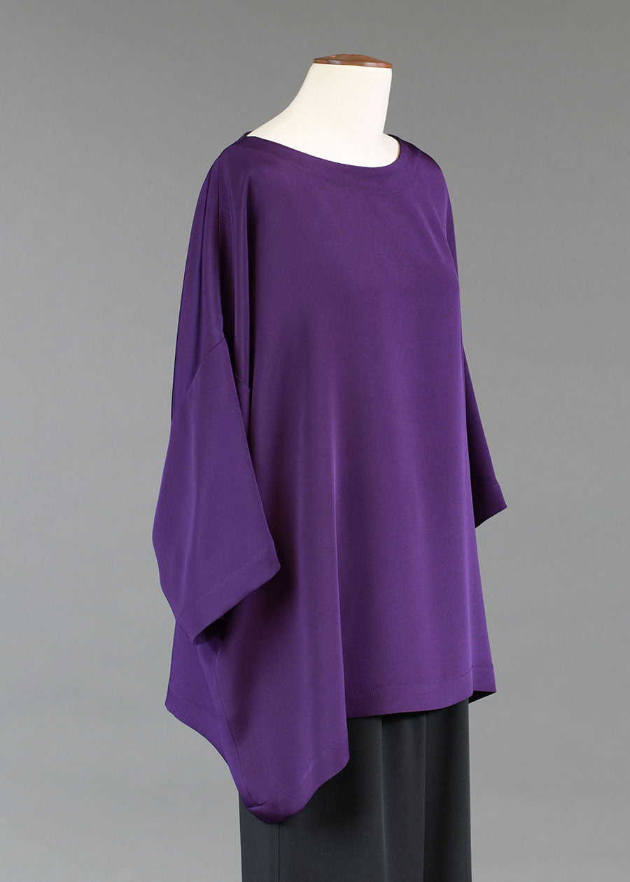 silk 3/4 sleeve bateau neck tunic - long