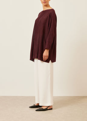 linen sideways knitted sweater - long