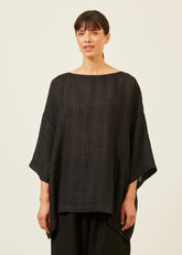 linen cotton mix 3/4 sleeve scoop neck tunic - long