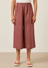 linen flared cropped trouser